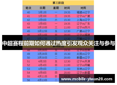 中超赛程前期如何通过热度引发观众关注与参与 中超赛程前期如何通过热度引发观众关注与参与