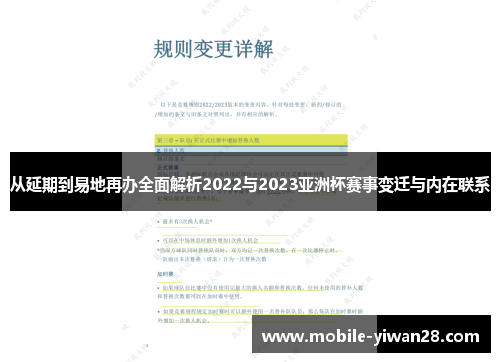 从延期到易地再办全面解析2022与2023亚洲杯赛事变迁与内在联系 从延期到易地再办全面解析2022与2023亚洲杯赛事变迁与内在联系